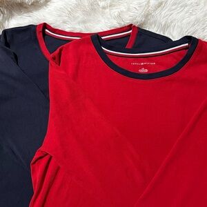 Tommy Hilfiger Shirt Womens Size Large Red White Long Sleeve Tee